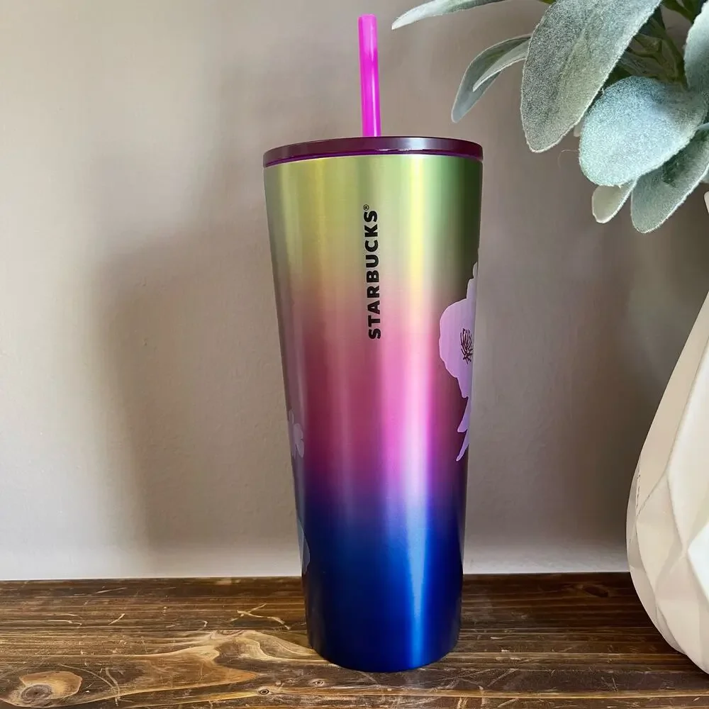 NWT STARBUCKS STAINLESS STEEL FLOWER TUMBLER